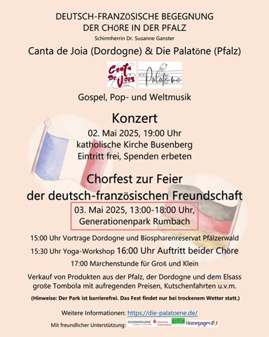 Deutsch-französische Freundschaft – Chorfest in Rumbach 03.05.2025 Deutsch-französische Freundschaft – Chorfest in Rumbach 03.05.2025